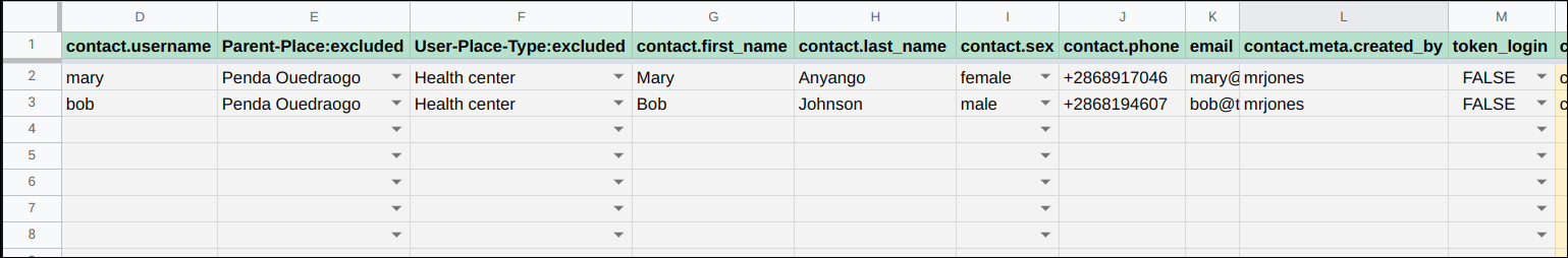 entering data into the spreadsheet