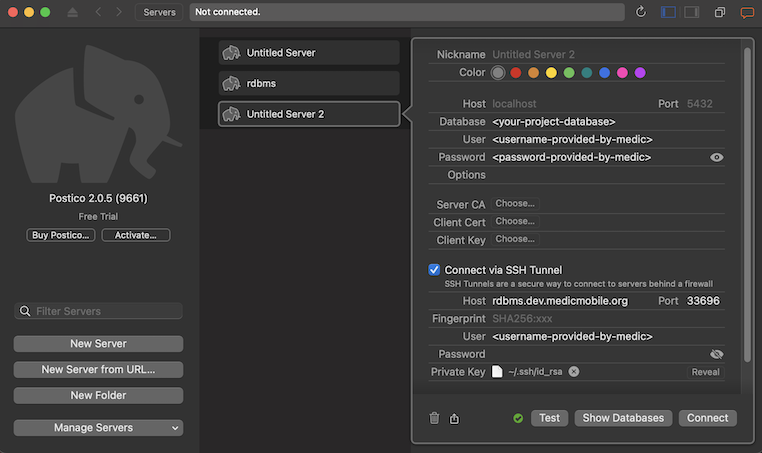 PG Connection Settings