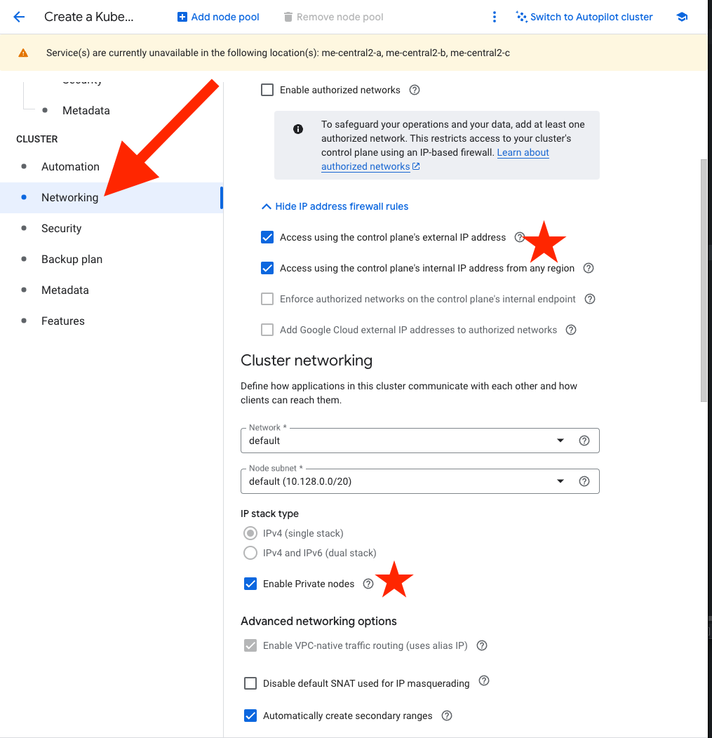 Cluster Networking Options