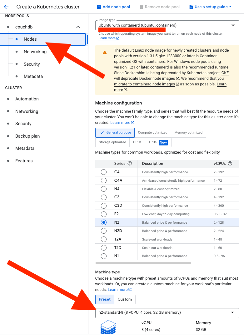 CouchDB base image and machine types