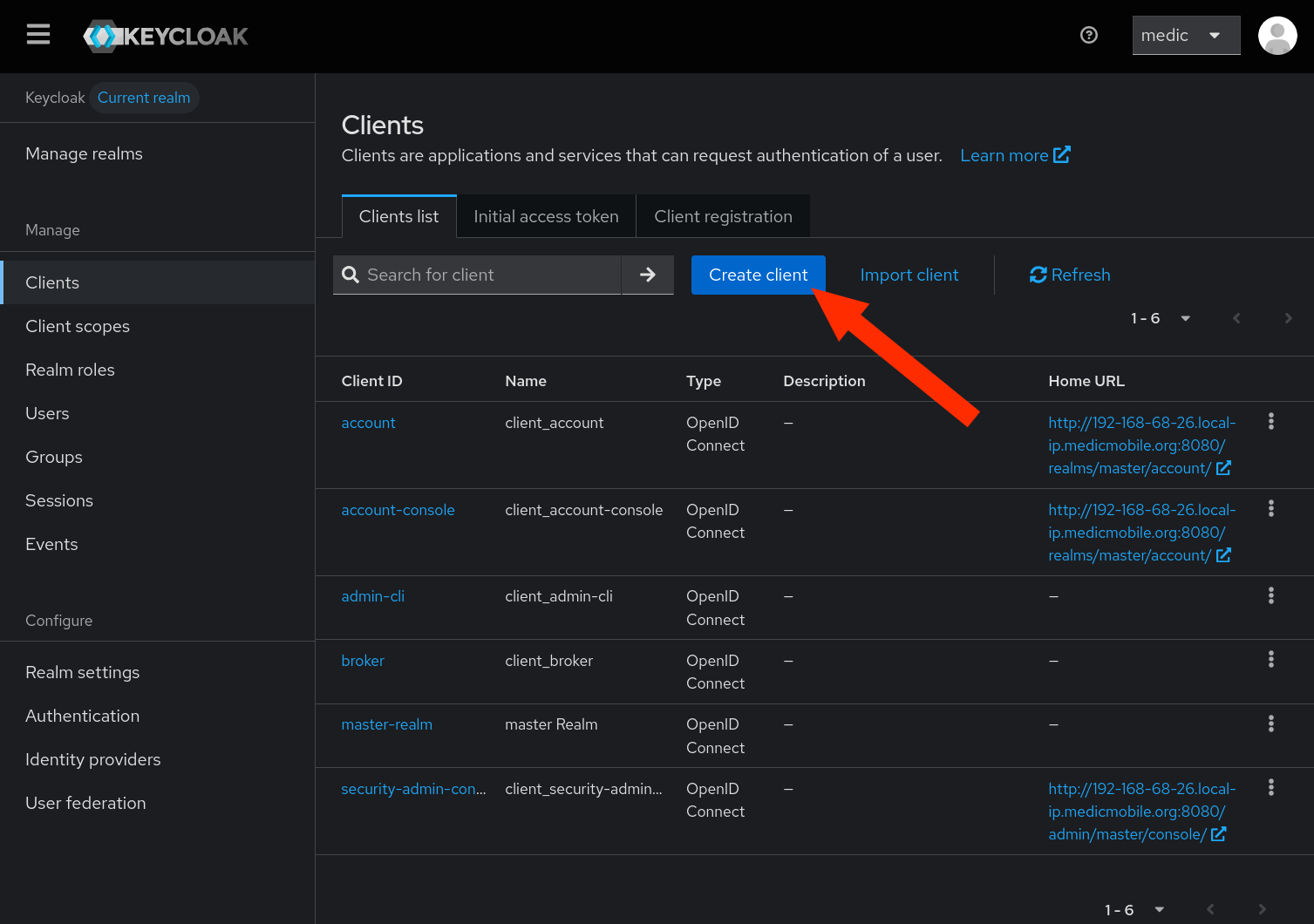 Create new Client