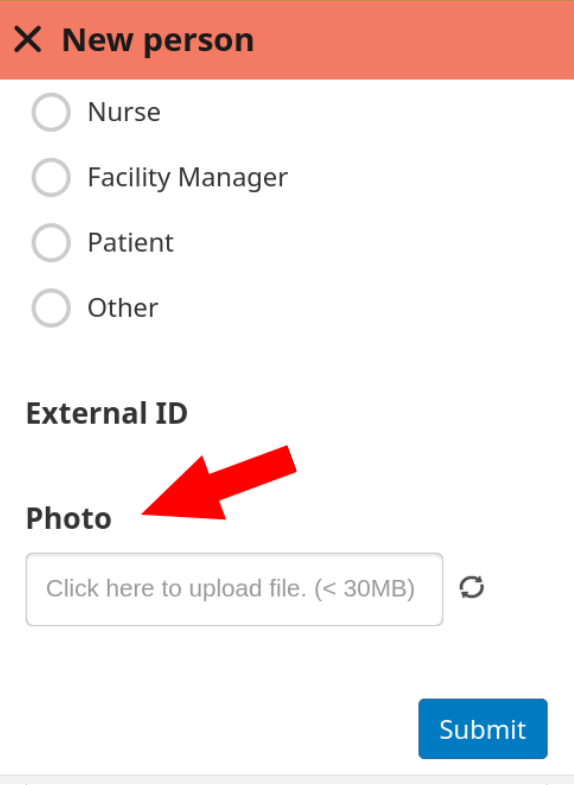 A contact form with a 'Photo' field enabling an attachment