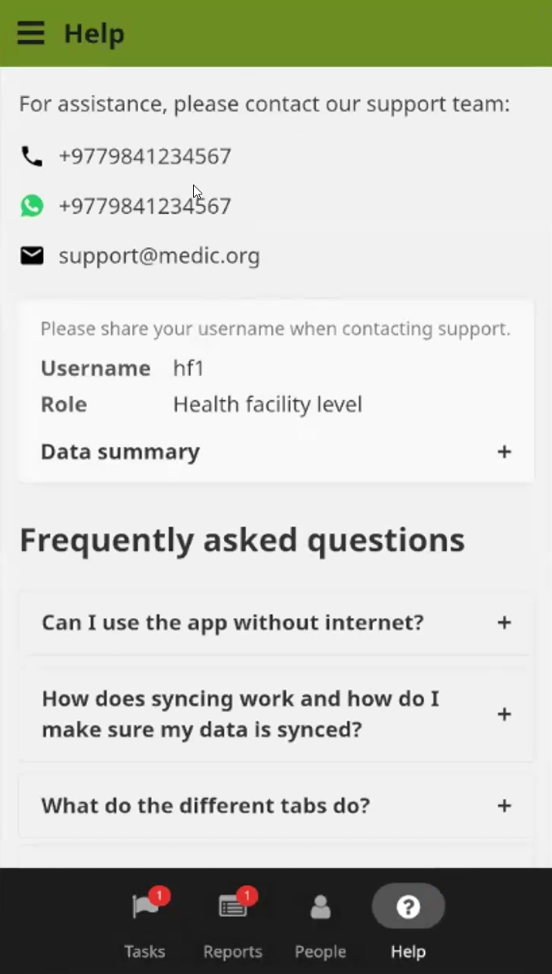New "Help" tab on bottom of screen, main page shows custom UI Extension help content